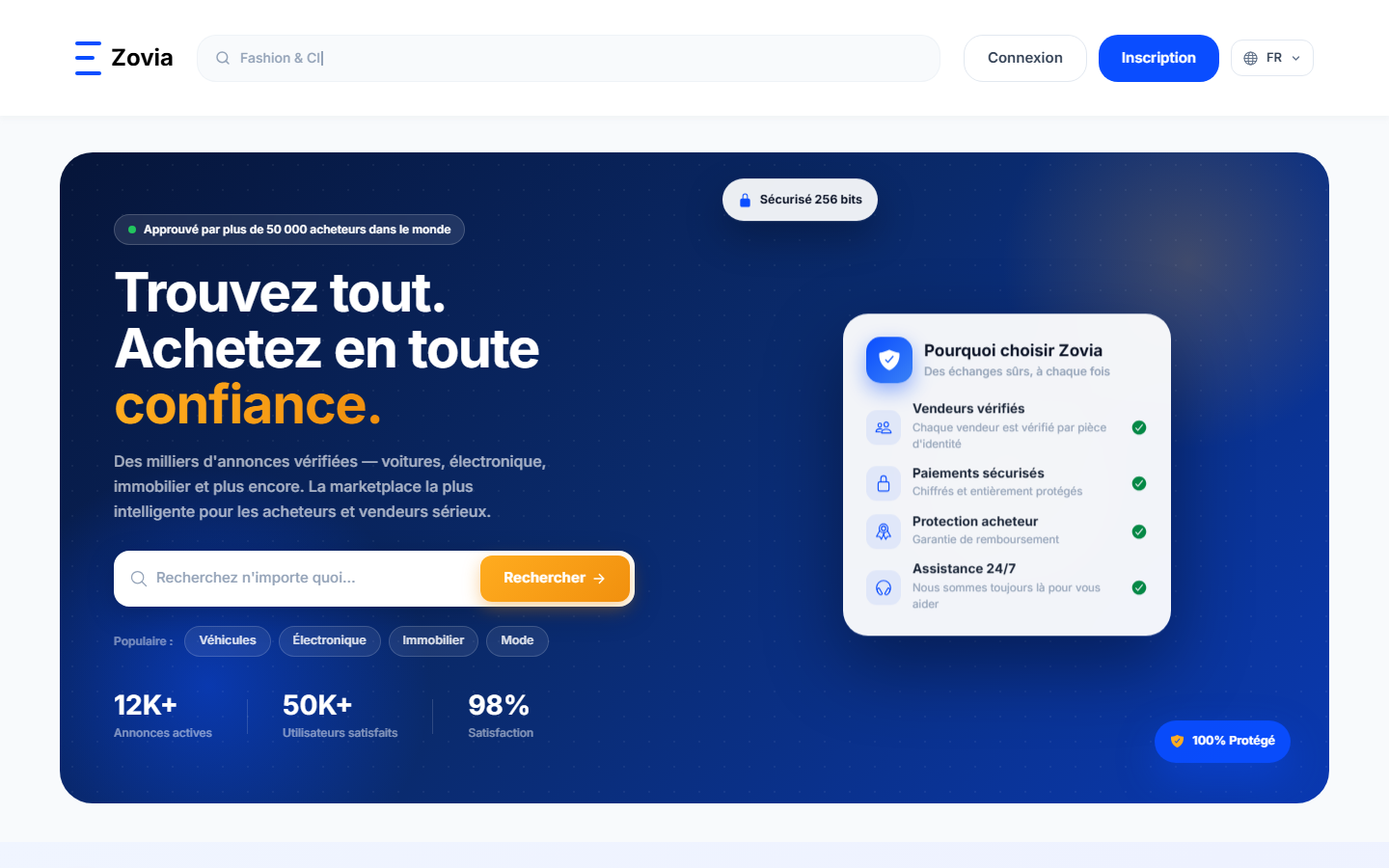 Zovia — website screenshot